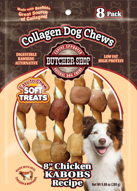 Collagen Dog Chews 8" Chicken Kabobs Recipe 8-Pk