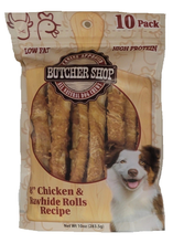 Load image into Gallery viewer, Butcher Shop 8” Chicken &amp; Rawhide Rolls, 10-Pk

