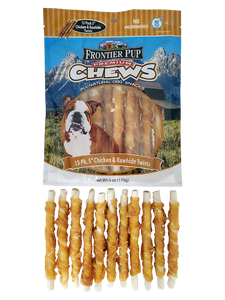 Frontier Pup Chews 5" Chicken & Rawhide Twists, 15-Pk
