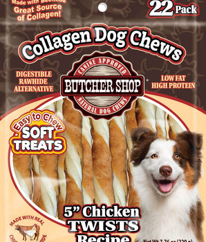 Collagen Dog Chews 5" Chicken Twists 22-Pk