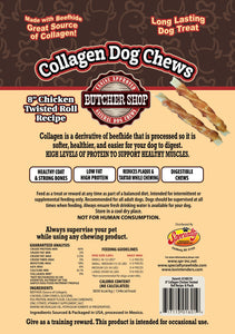 Collagen Dog Chews 8" Chicken Twisted Roll Recipe 8-Pk
