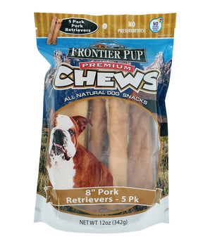 Frontier Pup Naturals - 8"-9" Pork Retrievers, 5-Pk