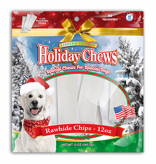 12 oz Rawhide Chips for dogs- Holiday